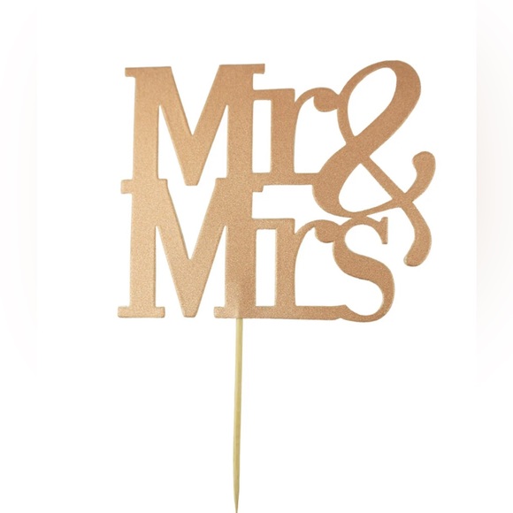 Diamond Glitter Mr & Mrs Cake Topper, Gold, 6-1/2-Inch (Gold) - Picture 3 of 9
